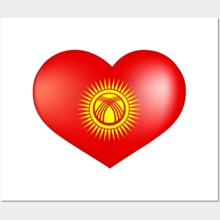 Heart with new flag of Kyrgyzstan Posters and Art
